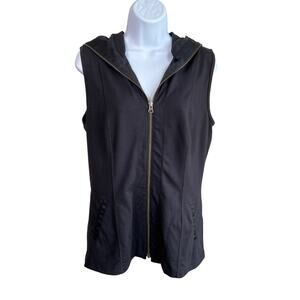 CAbi Zipper Hooded Seamed‎ Vest Black Size Medium Goth Witchy Steampunk Cyber